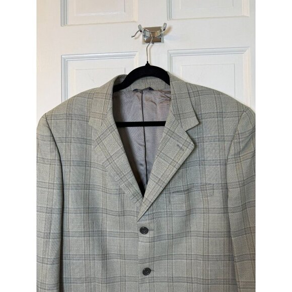 Paul Frederick Grey & Blue Plaid Men's Wool Sport Jacket Size 42R - Picture 8 of 12